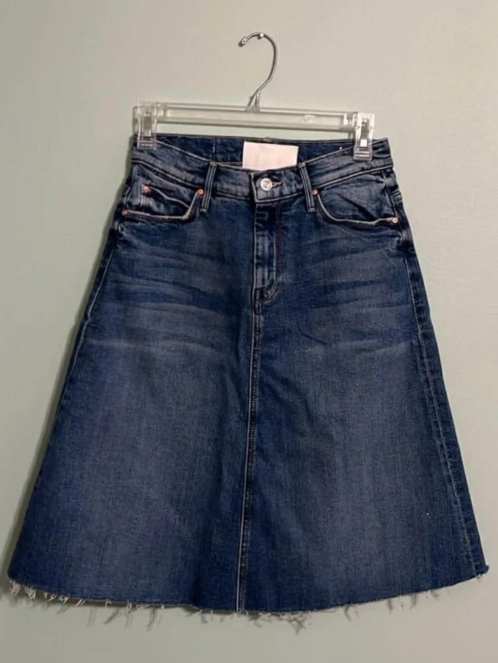 Mother Women's The Circle Midi Fray Skirt Size 25 in Dream Team Color - Picture 6 of 8